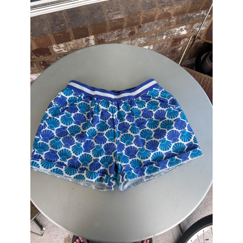 Mini Boden Girls Blue Seashell Print Shorts Elastic Waist Cuffed Size 11Y